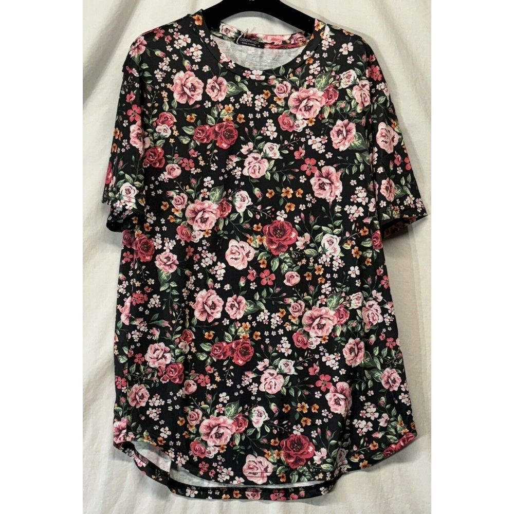 Coofandy Floral Blouse Ladies Casual Short Sleeve Loose Top Medium New with Tags